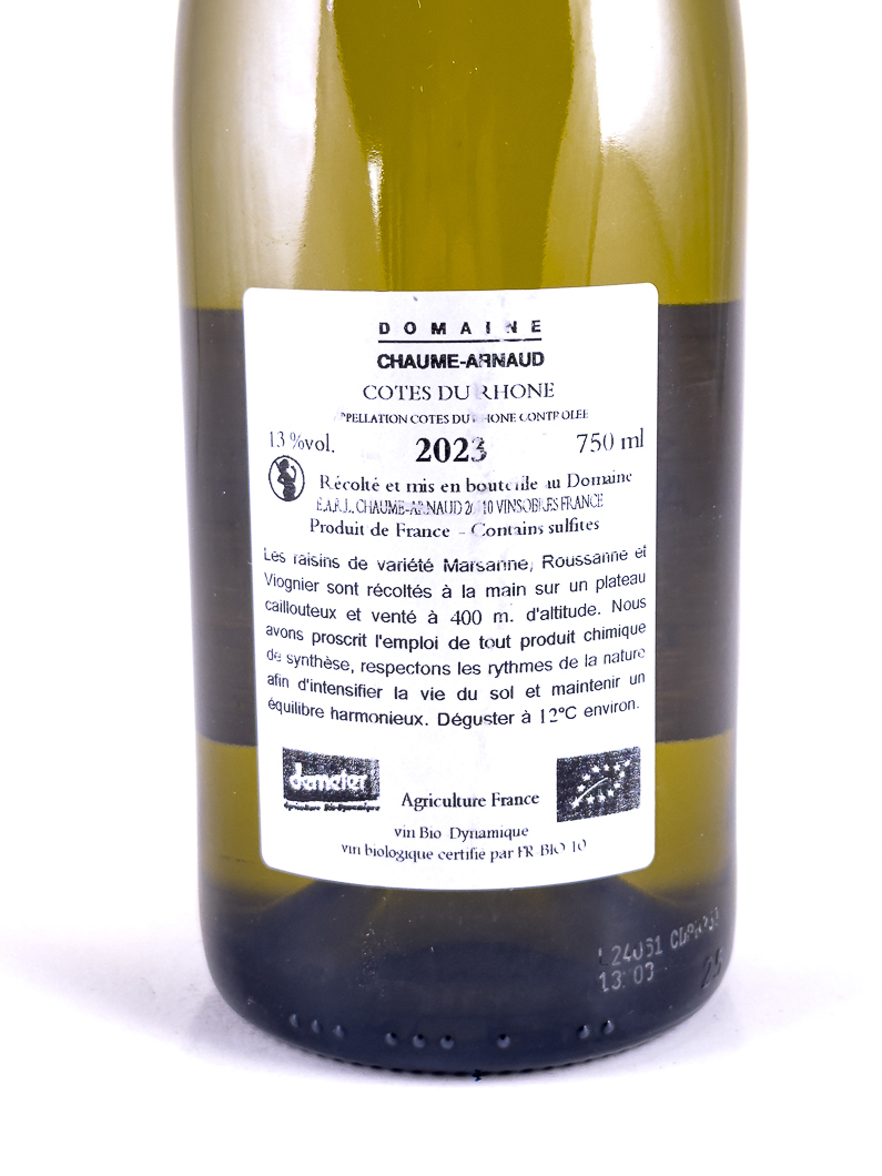 Côtes du Rhône Chaume Arnaud Blanc BIO 2023 75 cl Blanc