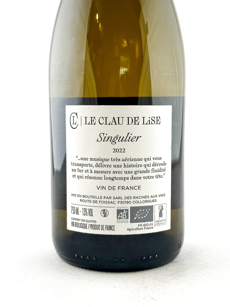 Vin de France Clau de Lise Singulier, BIO 2022 75 cl Blanc