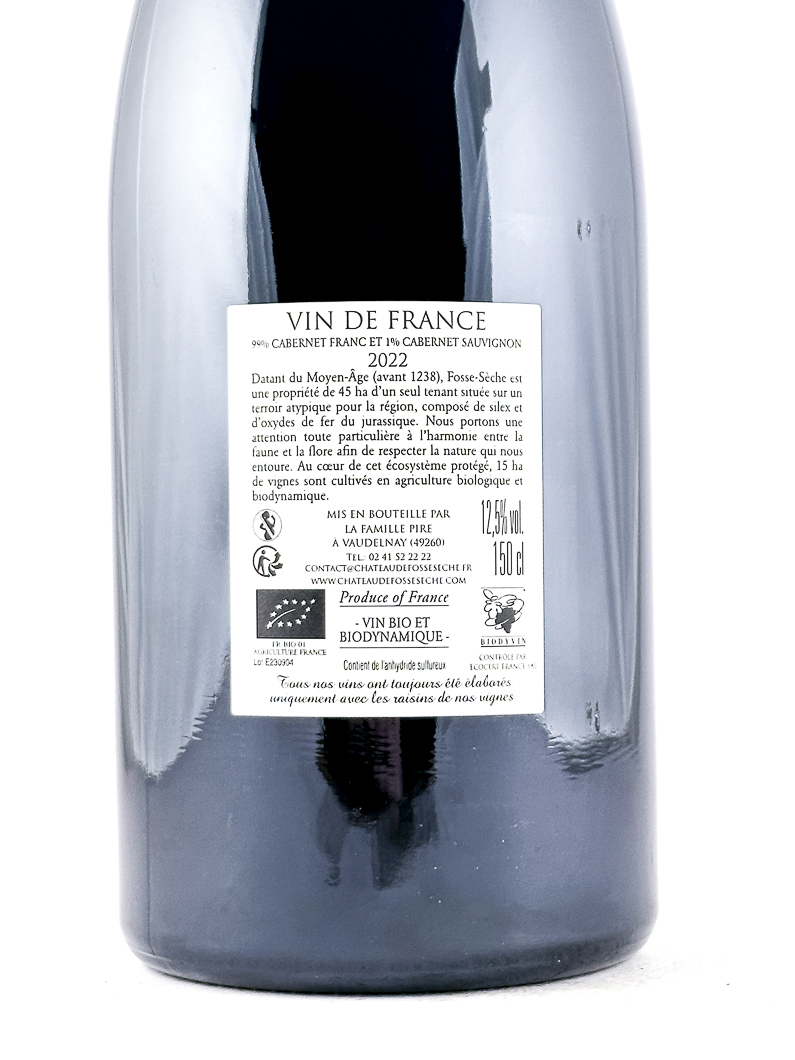 Vin de France Chateau de Fosse Sèche eolithe BIO 2022 150 cl Rouge