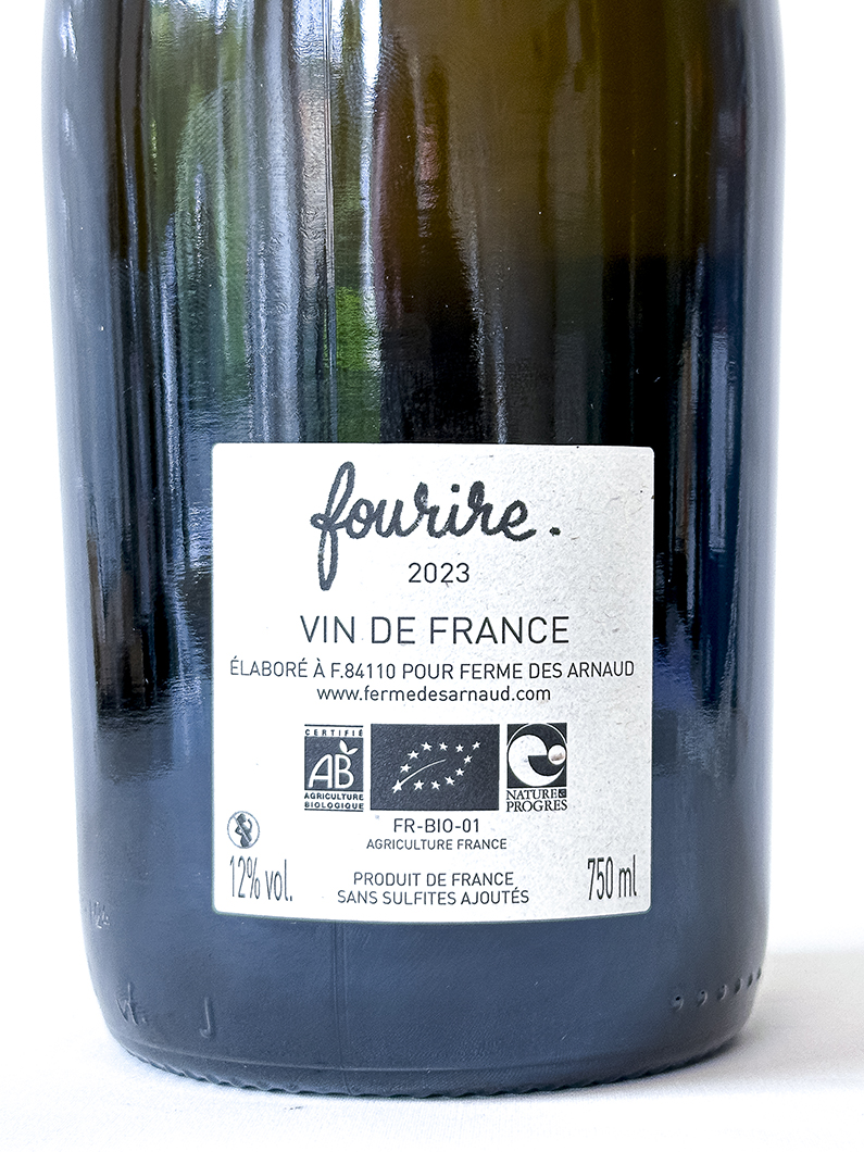 Vin de France Ferme des Arnaud FOURIRE, BIO 2023 75 cl Bulles - Blanc