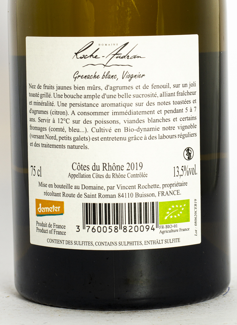 Côtes du Rhône Villages La Roche Audran Cesar BIO 2019 75 cl Blanc