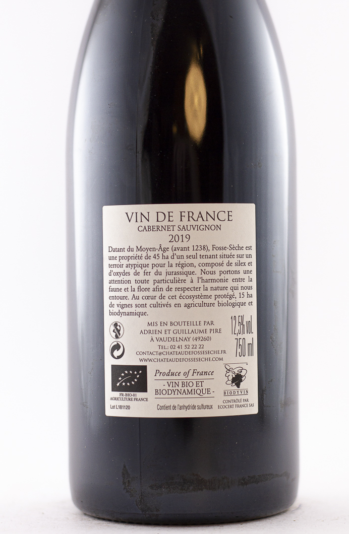 Vin de France Chateau de Fosse Sèche laurasie BIO 2019 75 cl Rouge