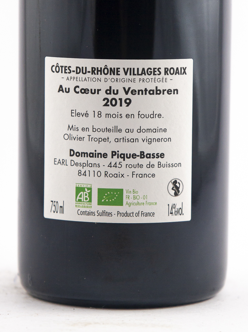 CDR Villages - Roaix Pique Basse Au Coeur de Ventabren BIO 2019 75 cl Rouge